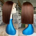 #2 Brown Human Lace Front Wig 13X4 Bob Straight Vietnamese Transparent Lace Frontal Wigs Human Hair Pre Plucked with Baby Hair