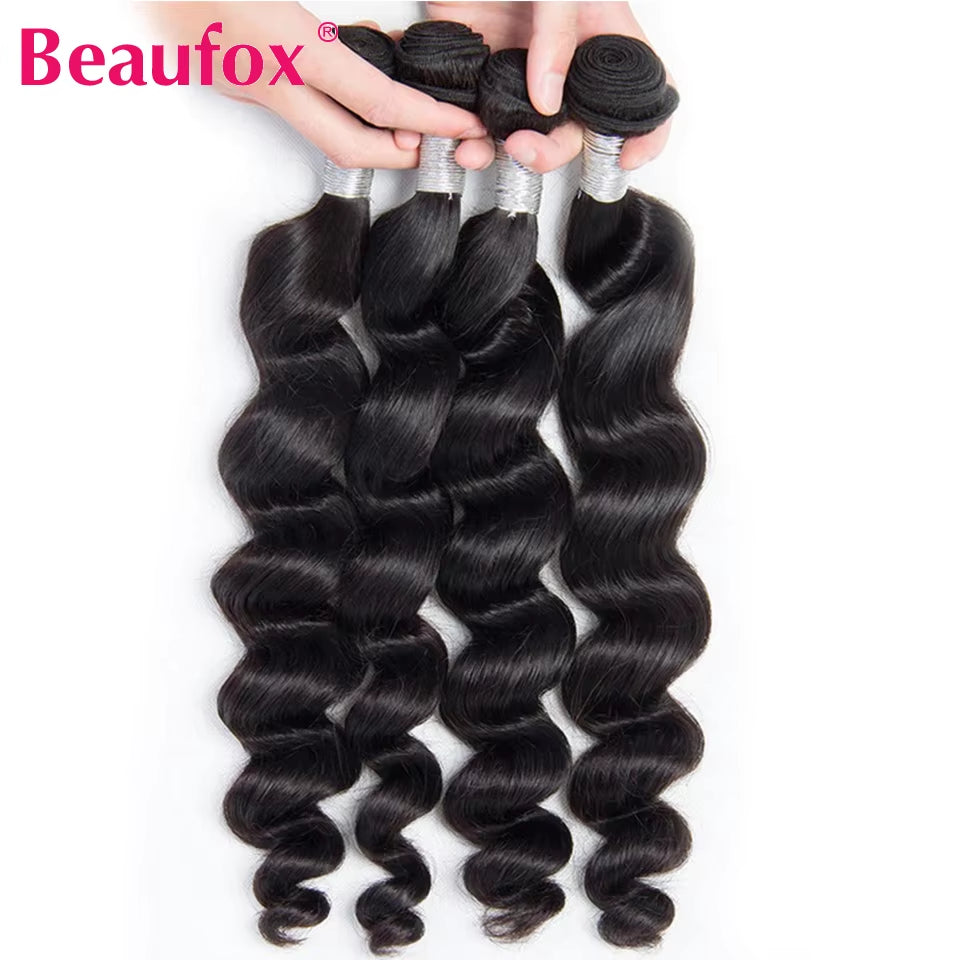 32 Inch Human Hair Bundles Loose Wave Bundles Indian Hair Weave Bundles 1/3/4 PCS Human Hair Extensions Natural Black