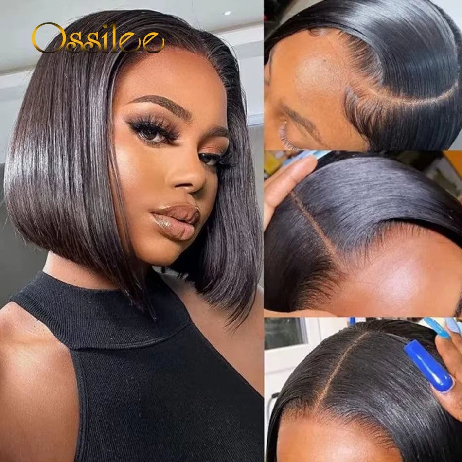 5X5 HD Lace Closure Wig Straight Bob Wig Lace Front Human Hair Wigs Pre Cut Lace Wig Short Human Hair Wig Ready to Wear
