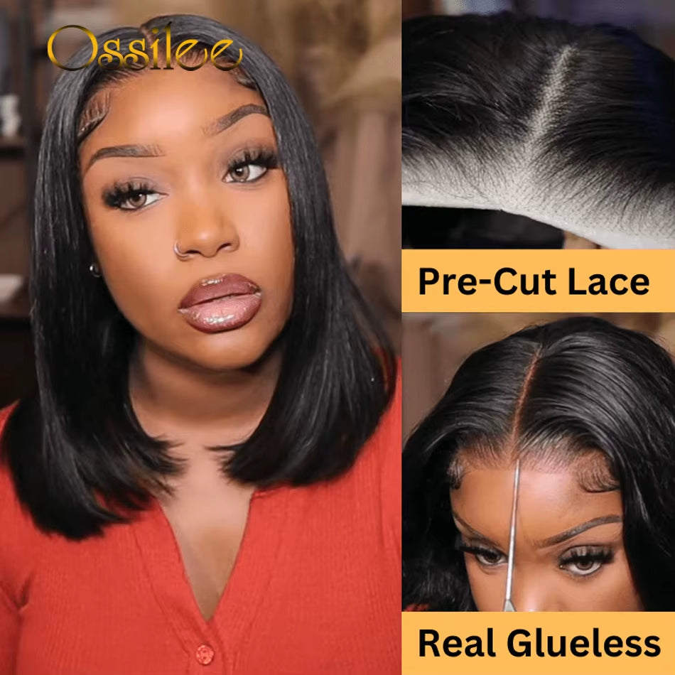 5X5 HD Lace Closure Wig Straight Bob Wig Lace Front Human Hair Wigs Pre Cut Lace Wig Short Human Hair Wig Ready to Wear
