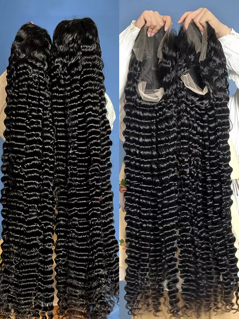 High Density Loose Deep Wave 13X6 Lace Front Human Hair Wigs 30 40 Inch Brazilian Curly Water Wave HD Lace Frontal Wig for Women