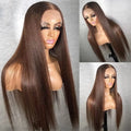 Chocolate Brown Bone Straight Lace Front Vietnamese Human Hair Wig 13X6 Hd Lace Frontal Wig Pre Pre Plucked Brown Bleached Wigs