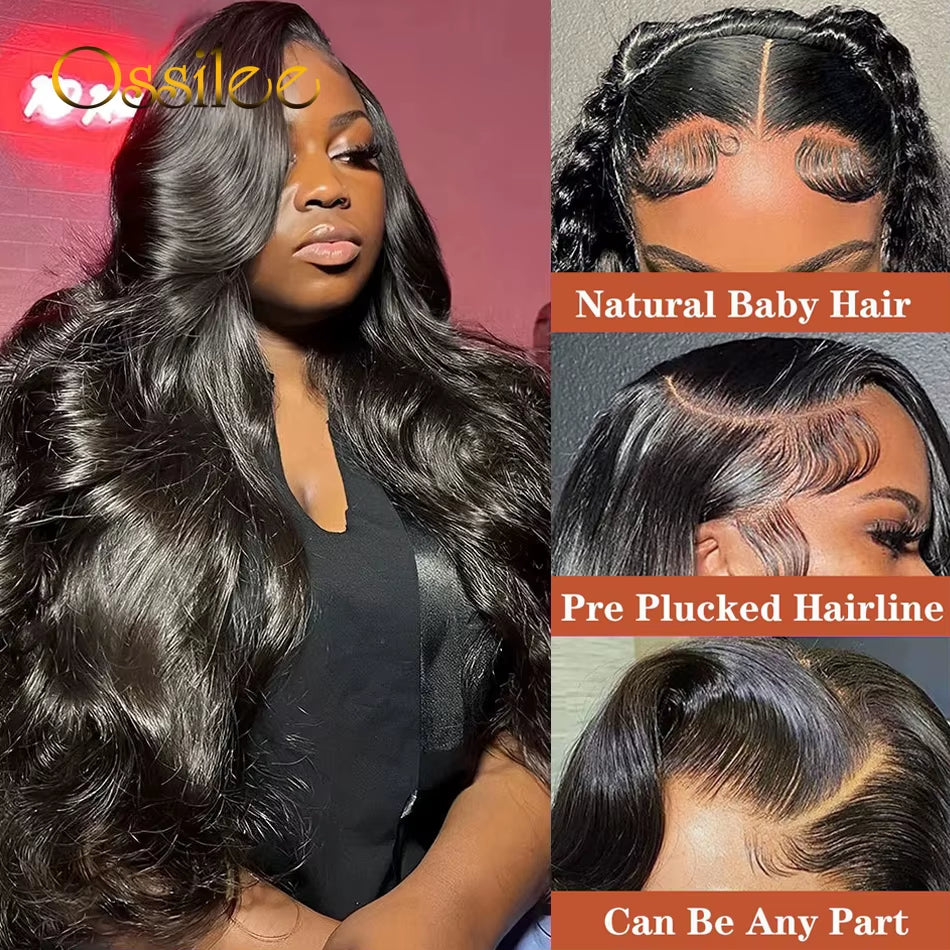 Body Wave 13X6 HD Lace Frontal Wigs Pull Go Glueless Wig Human Hair with Drawstring 360 Invisi-Strap HD Full Lace Wig