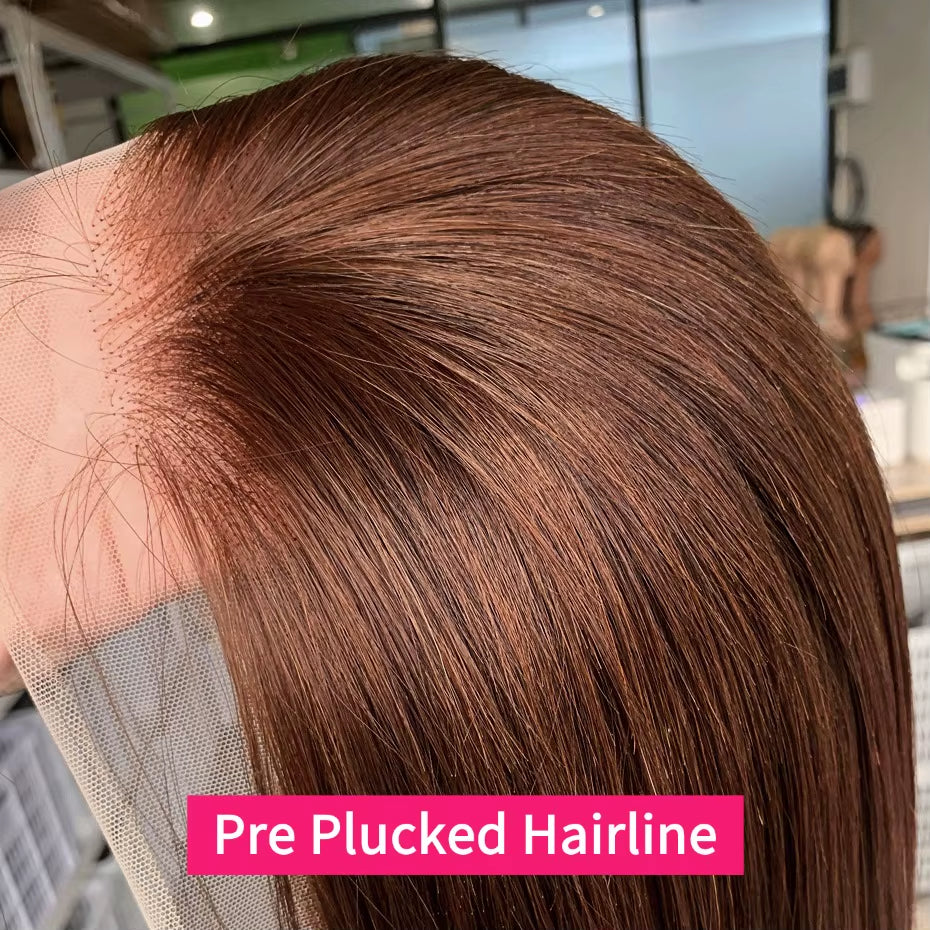 #2 Brown Human Lace Front Wig 13X4 Bob Straight Vietnamese Transparent Lace Frontal Wigs Human Hair Pre Plucked with Baby Hair