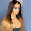 Preplucked Soft 26Inch Long Kinky Curly Ombre Blonde Brown 180Density Natural Hairline Lace Front Wig for Black Women Baby Hair