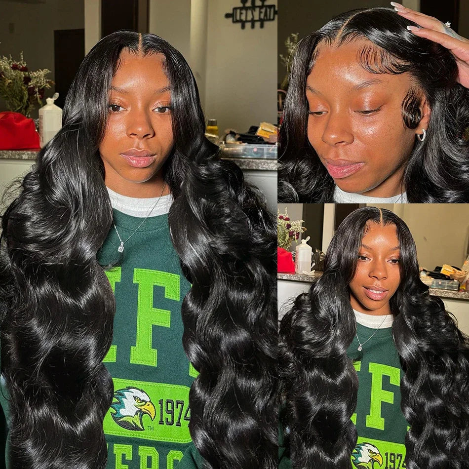 Body Wave Lace Front Human Hair Wig 30 34 40 Inches 200 Density Brazilian Remy 13X6 Transparent Hd Lace Frontal Wigs for Women