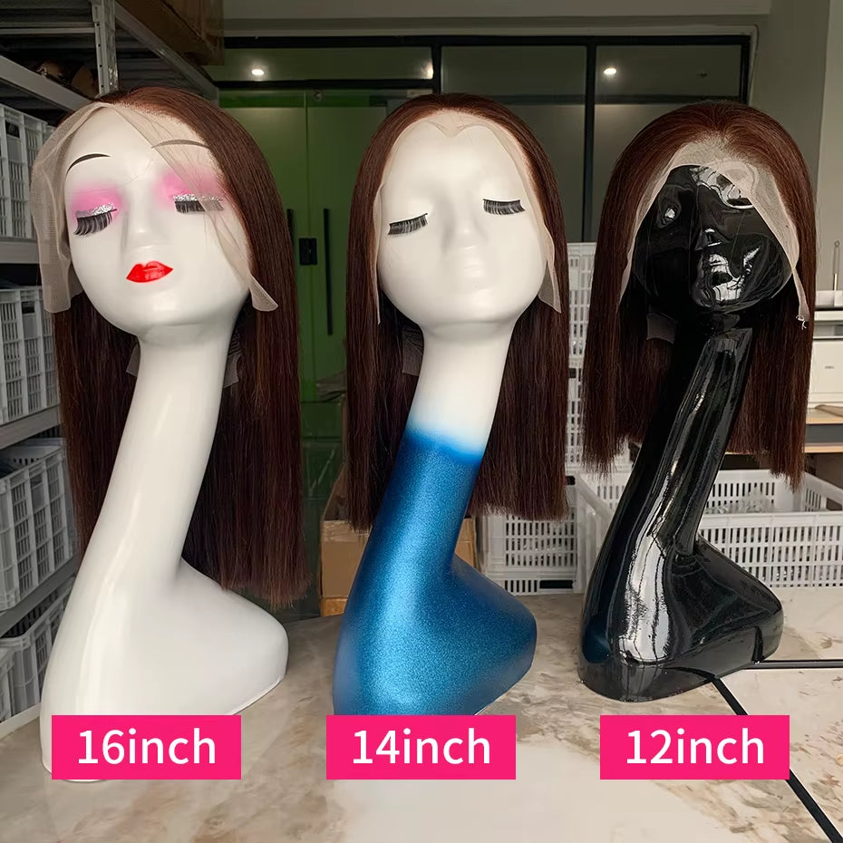 #2 Brown Human Lace Front Wig 13X4 Bob Straight Vietnamese Transparent Lace Frontal Wigs Human Hair Pre Plucked with Baby Hair