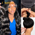 Body Wave 13X6 HD Lace Frontal Wigs Pull Go Glueless Wig Human Hair with Drawstring 360 Invisi-Strap HD Full Lace Wig