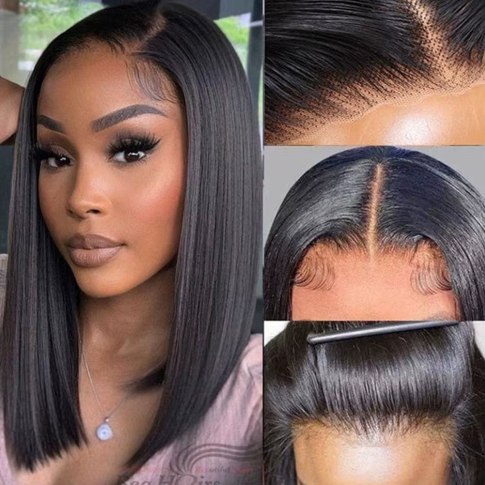 5X5 HD Lace Closure Wig Straight Bob Wig Lace Front Human Hair Wigs Pre Cut Lace Wig Short Human Hair Wig Ready to Wear