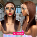 100% Raw Vietnamese Double Drawn 13X4 Bob Human Hair Wig Bone Straight Lace Frontal Human Hair Wigs #2 Brown Colored 250 Density