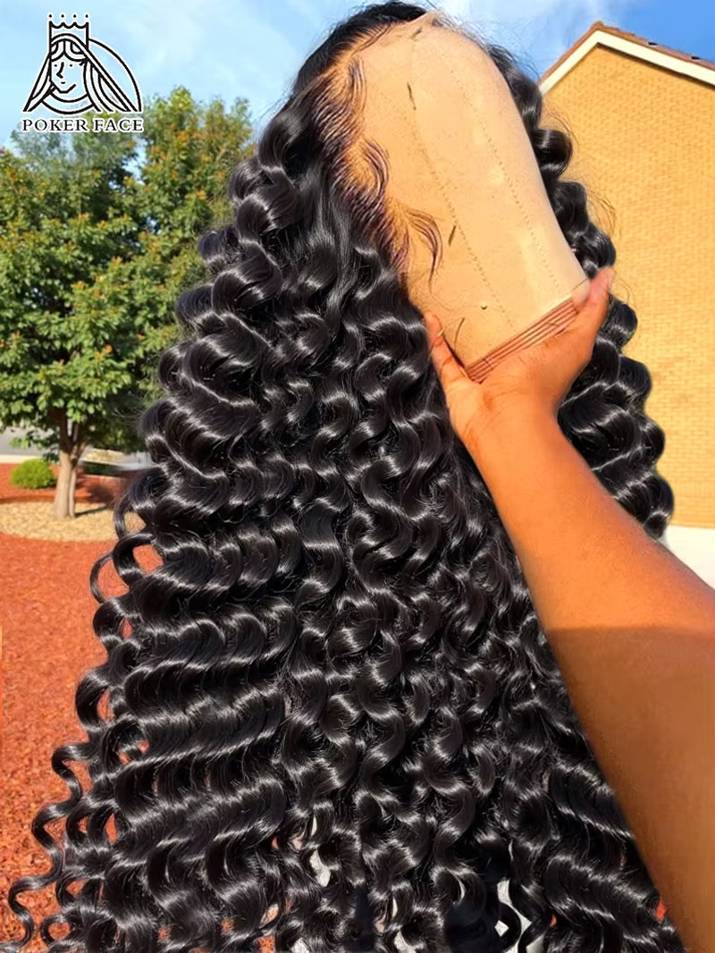 High Density Loose Deep Wave 13X6 Lace Front Human Hair Wigs 30 40 Inch Brazilian Curly Water Wave HD Lace Frontal Wig for Women