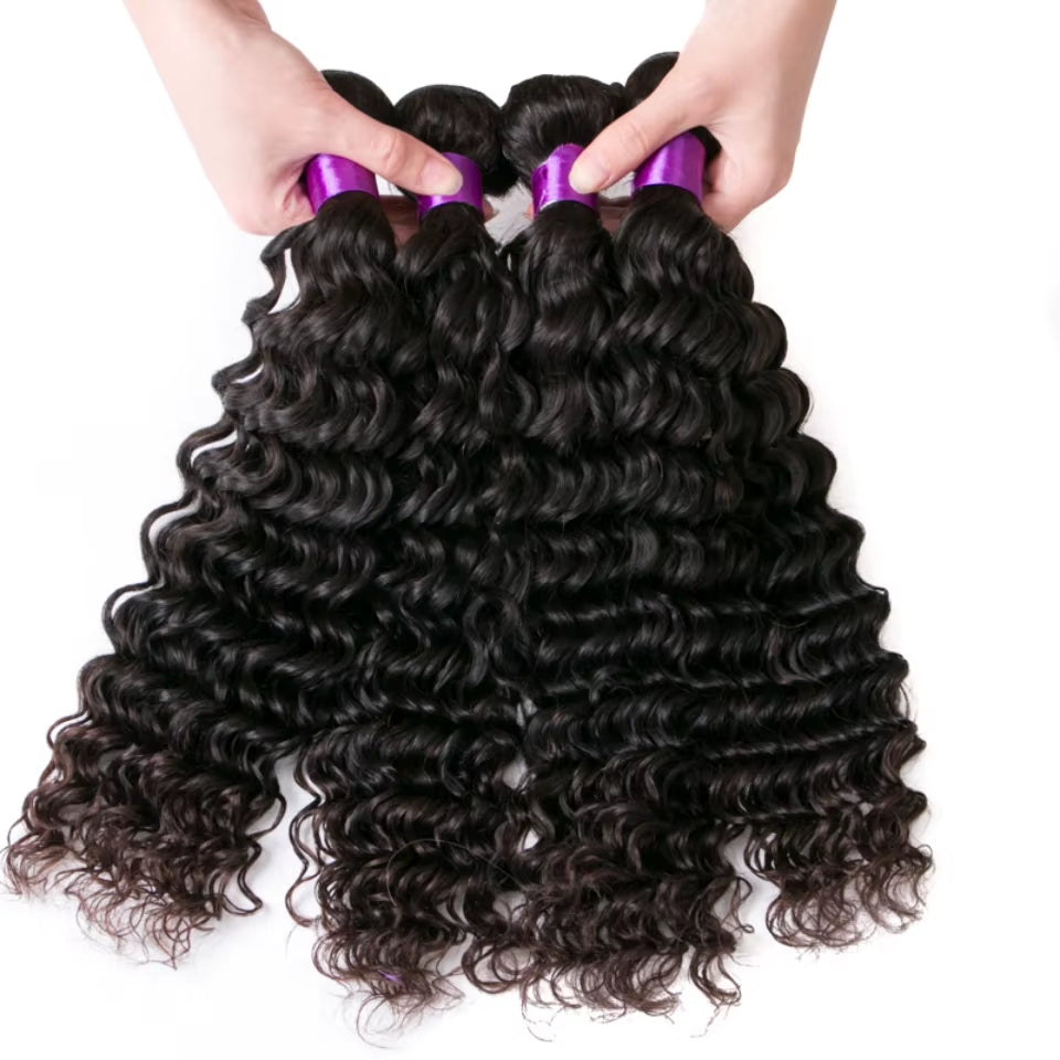 Deep Wave Bundles 100% Human Hair 32 38 40Inch Long Curly Hair 3 4 Bundles Brazilian Weave Human Hair Extension Thick Hair Weave