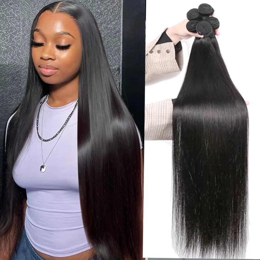 Wholesale Brazilian Hair Weave Human Hair Bundles 30 34 Inch Bone Straight 100% Raw Virgin Human Hair Extension 3 4 Bundles Weft