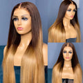 Preplucked Soft 26Inch Long Kinky Curly Ombre Blonde Brown 180Density Natural Hairline Lace Front Wig for Black Women Baby Hair