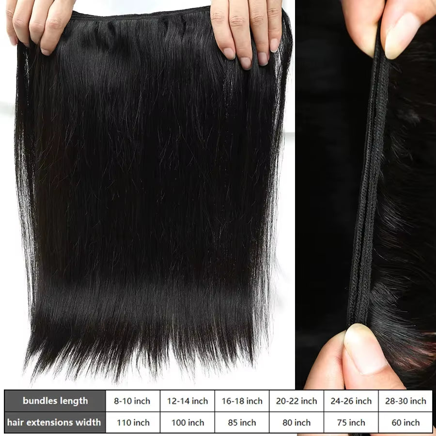 30 32 34 36 38 40 Inch Silky Straight Brazilian Hair Weave Bundles 100% Human Hair Bundles Natural Color Long Hair Weaves