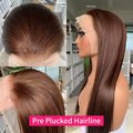 100% Raw Vietnamese Double Drawn 13X4 Bob Human Hair Wig Bone Straight Lace Frontal Human Hair Wigs #2 Brown Colored 250 Density