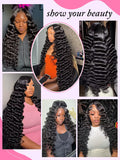 High Density Loose Deep Wave 13X6 Lace Front Human Hair Wigs 30 40 Inch Brazilian Curly Water Wave HD Lace Frontal Wig for Women