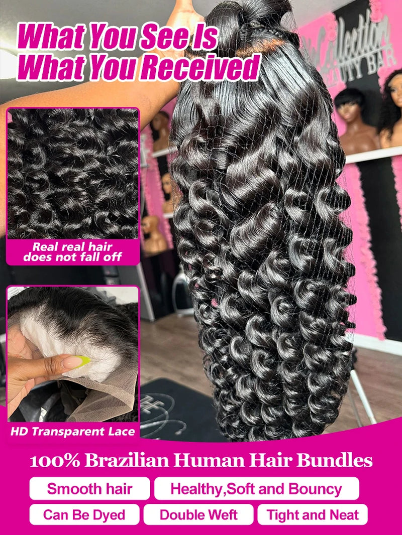 Loose Wave 13X6 HD Lace Frontal Wigs Loose Waves Wig Human Hair Brazilian Loose Deep Wave Curly Wigs Human Hair for Women